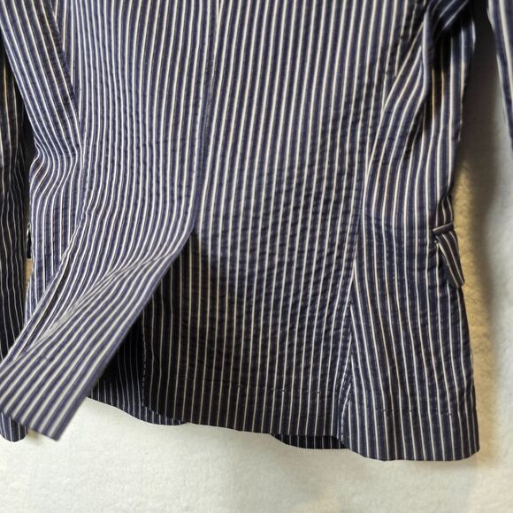GUCCI Blazer Womens EU 38 US 2 Navy Blue Pinstripe Office Siren Boardroom - Picture 9 of 12